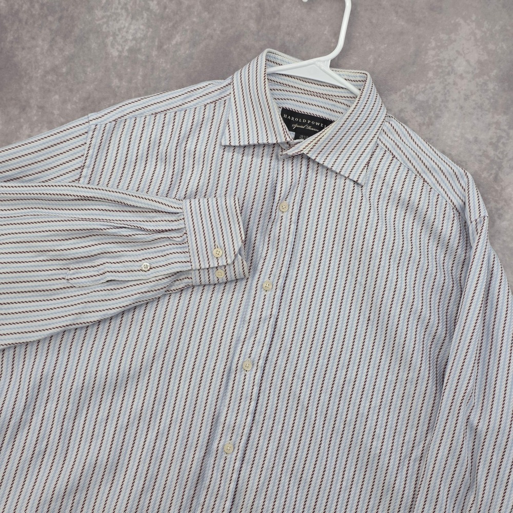 Harold Powell Striped Button Down Shirt Mens 16.5 34/35 Special Reserve Cotton